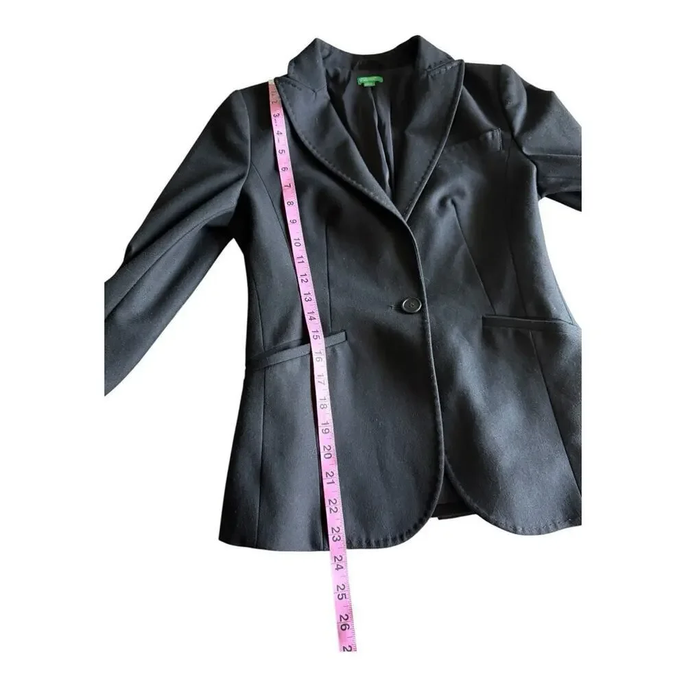 United Colors Of Benetton Vintage Single Button Black Blazer S